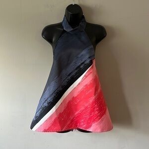 Blessed are the meek abstract patterned halter top blouse. Size US 6 EUC